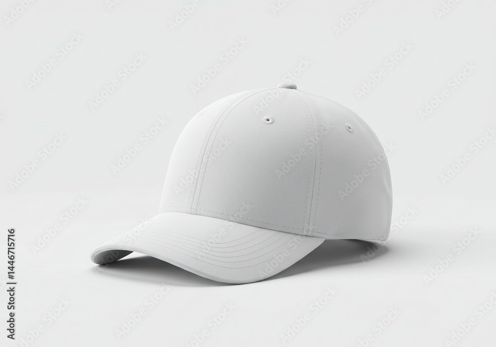 Fototapeta premium Neutral baseball cap simple headwear fashion accessory isolated on white background studio shot with copy space mockup
