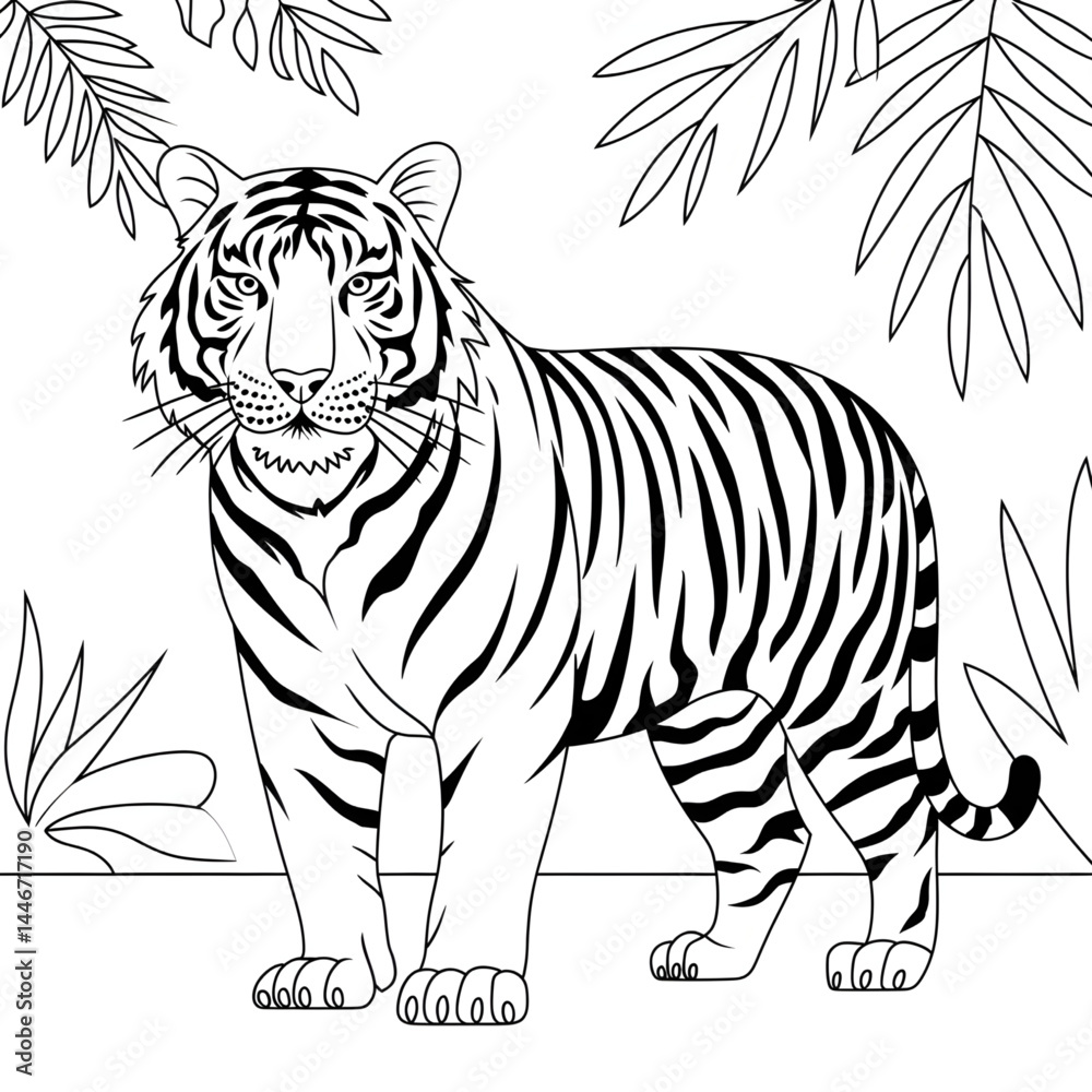 Obraz premium tiger on a white background coloring page 