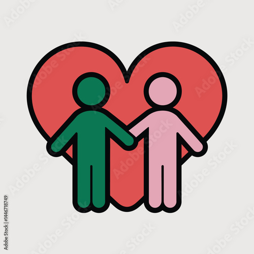 Couple Holding Hands Inside a Heart Icon Illustration