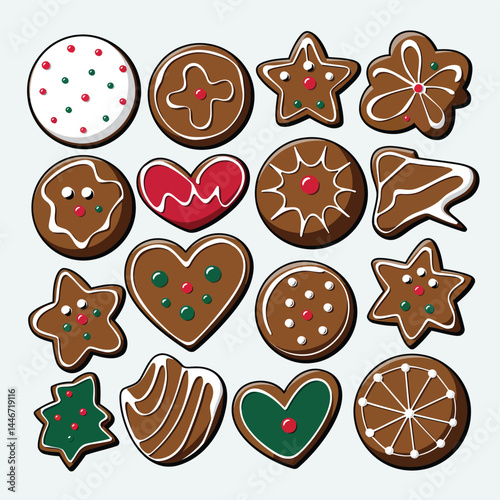 Assorted Christmas Gingerbread Cookies Collection