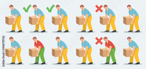 Proper and Improper Lifting Techniques Guide Illustration