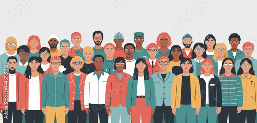 Diverse Group of Smiling People Standing Together