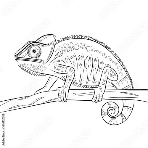 chameleon cartoon illustration line art 