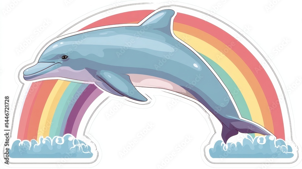 Obraz premium Dolphin Under Rainbow Arc