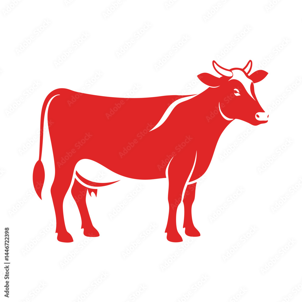 Fototapeta premium Silhouette-color-cow-logo-icon-vector-illustration 