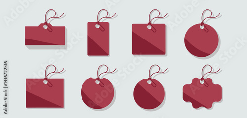 Collection of Red Price Tags with String and Hole