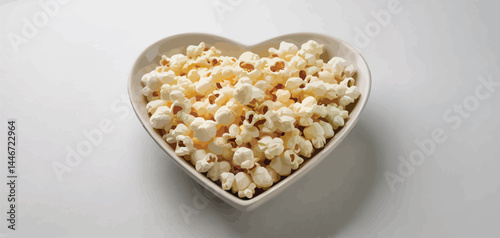 Heart Shaped Bowl of Buttery Popcorn for Movie Night