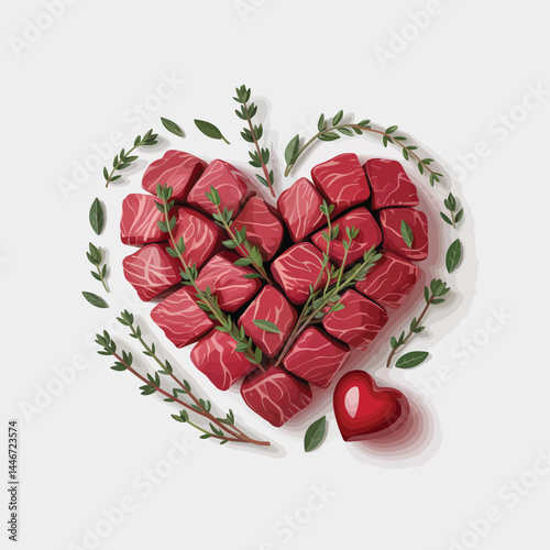 Heart Shaped Beef Steaks with Fresh Thyme
