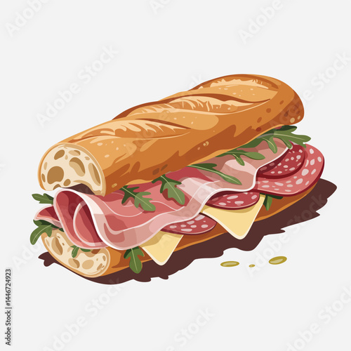 Delicious Italian Sub Sandwich on a Crusty Baguette