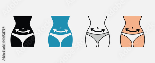 Female Body Shape Icons Showing Waist Reduction