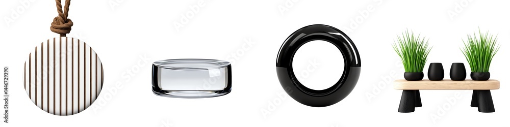 Decorative objects with modern design elements. isolated against a transparent background. Decorative objects with modern design elements. isolated against a transparent background.