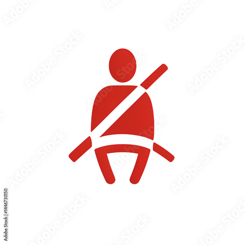 A red seat belt warning icon showing a person wearing a seat belt on a white background.