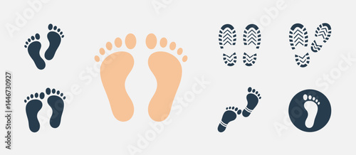 Collection of Barefoot and Shoe Print Icons