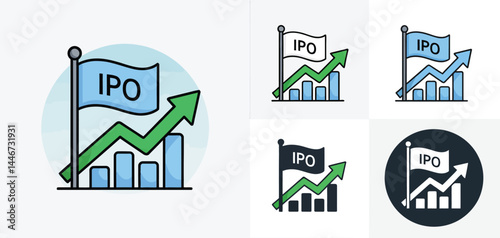 Successful IPO Launch Growth Chart Illustration