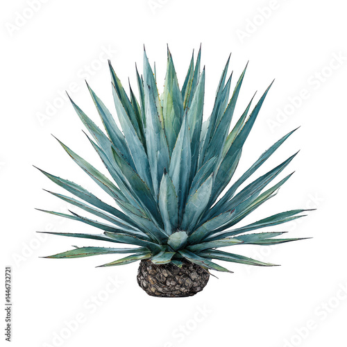 Agave plant with spiky leaves isolated on transparent background