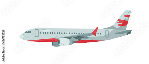 Modern Passenger Airplane in Flight Side View Illustration