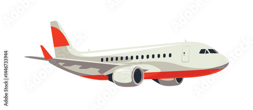 Modern Passenger Airplane in Flight Illustration