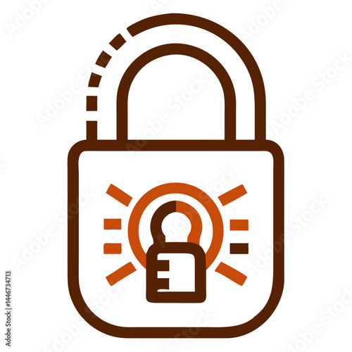 Padlock icon with highlighted keyhole on a light background  