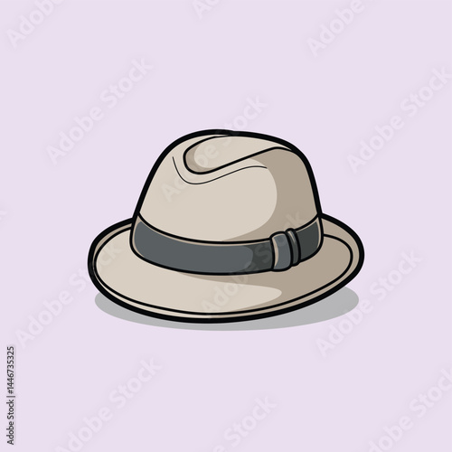 Classic Beige Fedora Hat Illustration Design