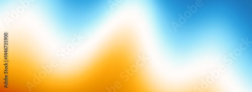 Calm beach gradient background. Abstract ocean sand coast concept. Smooth wavy seaside backdrop. Blurred pastel light blue and orange wave wallpaper. Soft summer sea shore gradient banner. Vector