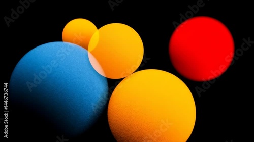 Vibrant abstract composition featuring colorful spheres in various sizes against a dark backdrop.