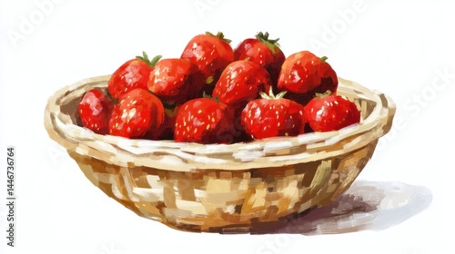 Fresh strawberries in a woven basket (2) photo