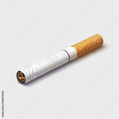 Single Cigarette Isolated on White Background