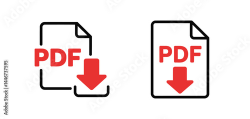 Download PDF File Icons Red Arrow and Document