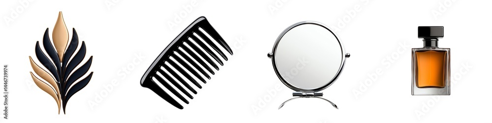 Cosmetic accessories with elegant design elements. isolated against a transparent background. Cosmetic accessories with elegant design elements. isolated against a transparent background.