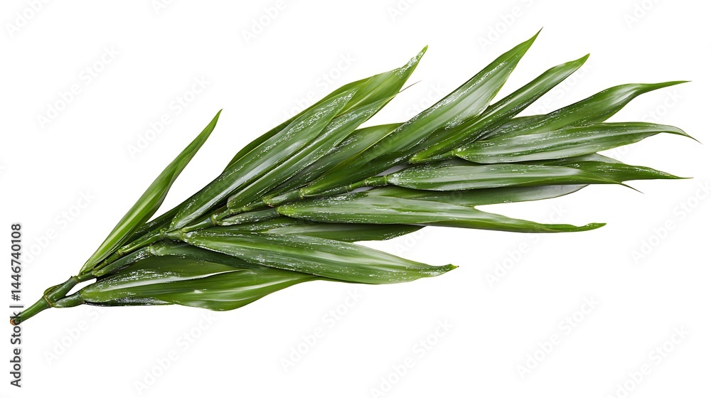 Fototapeta premium Bamboo leaves isolated on white background with clipping path. Close up.