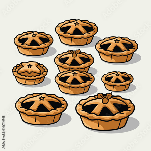 Assortment of Mini Star-Shaped Mince Pies Illustration