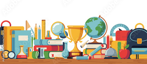 Back to School Supplies and Educational Items Illustration