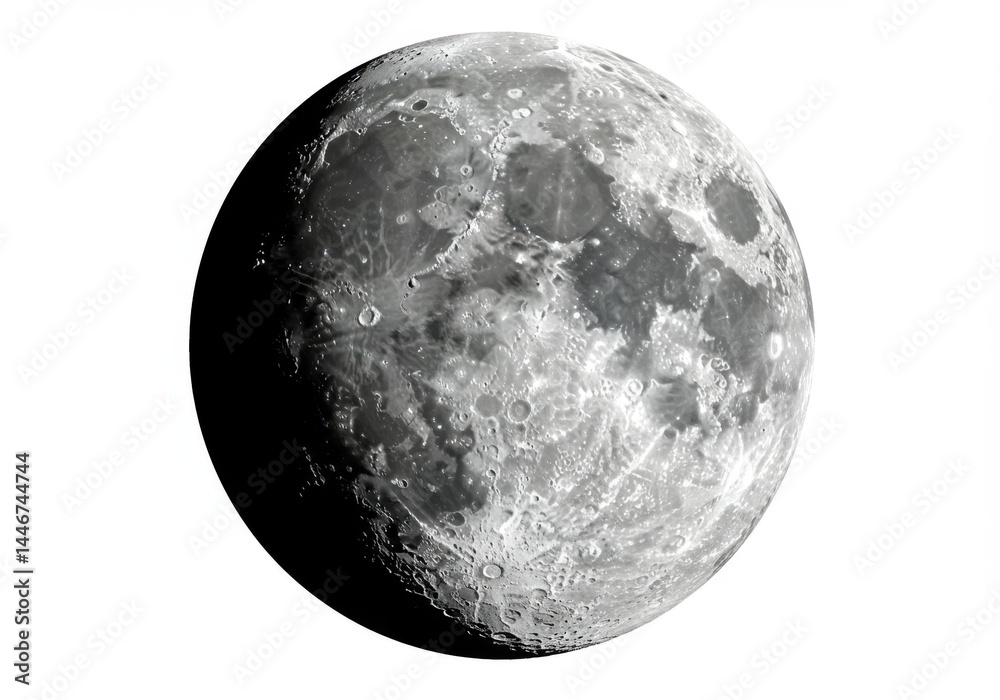 A detailed view of the lunar isolated on white background A detailed view of the lunar isolated on white background