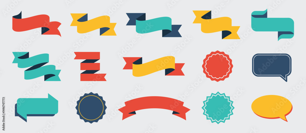 Collection of Flat Design Banners Ribbons and Labels