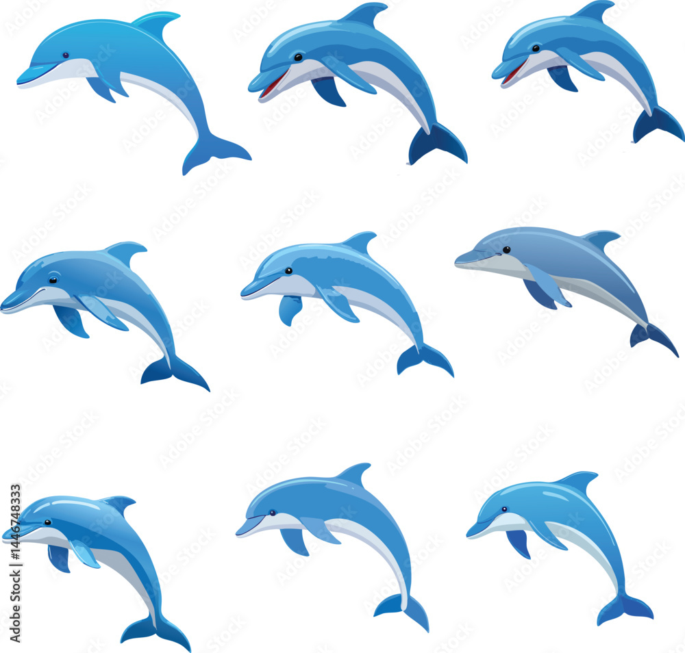 Naklejka premium Dolphin set icon image 