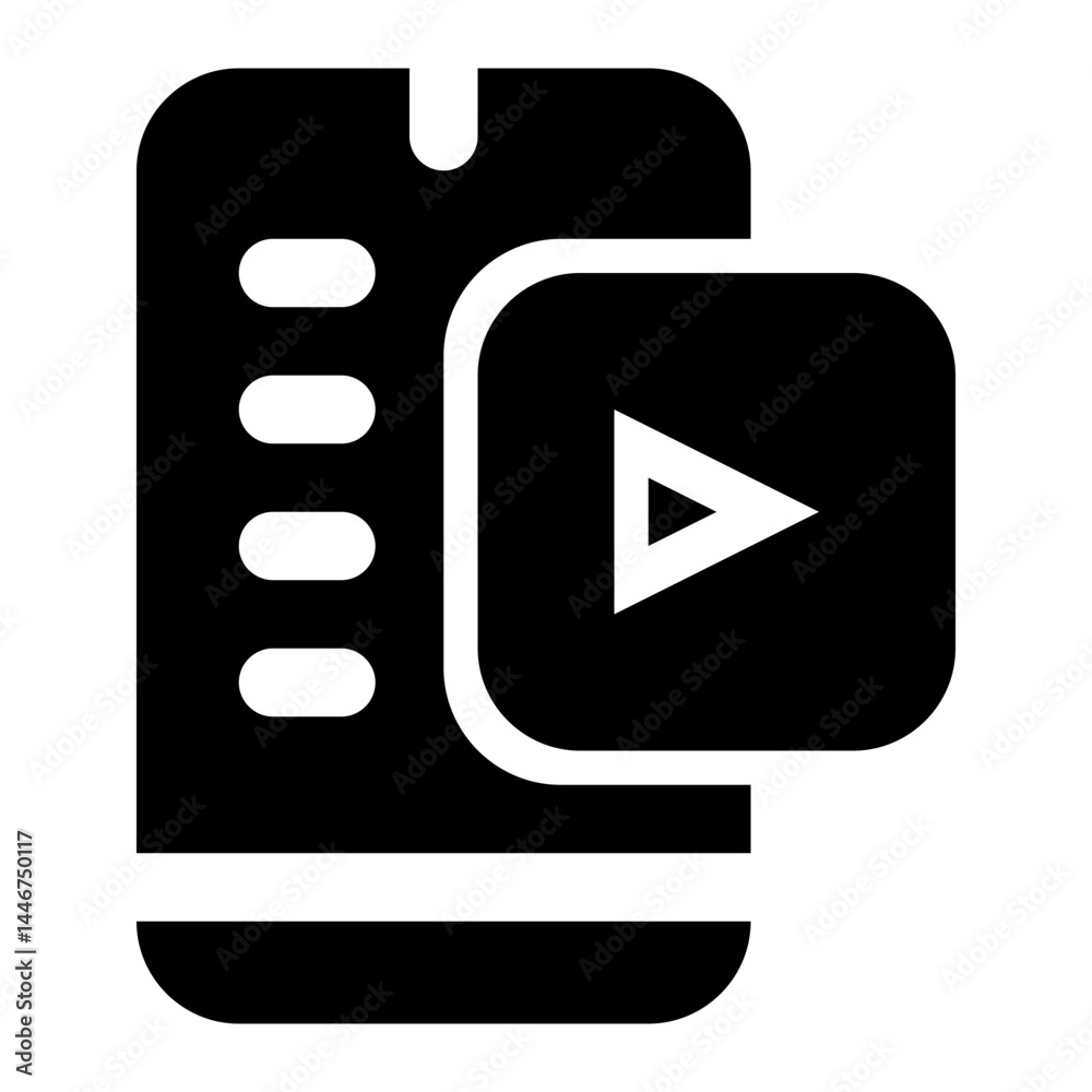 icon mobile video with style glyph icon mobile video with style glyph