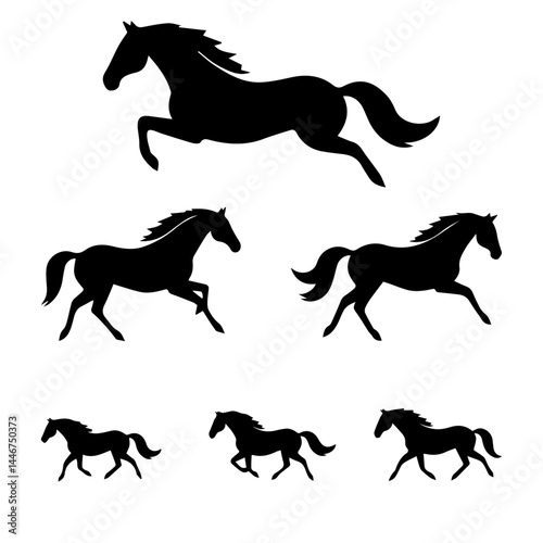 set of horse silhouettes