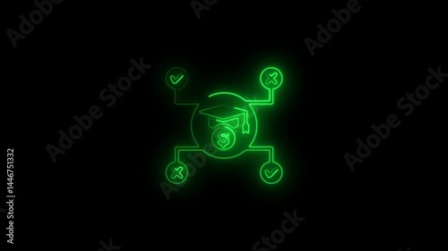 Wallpaper Mural Glowing neon scholarship icon.HD motion graphic video animation with neon effects.isolated on a black background. Torontodigital.ca