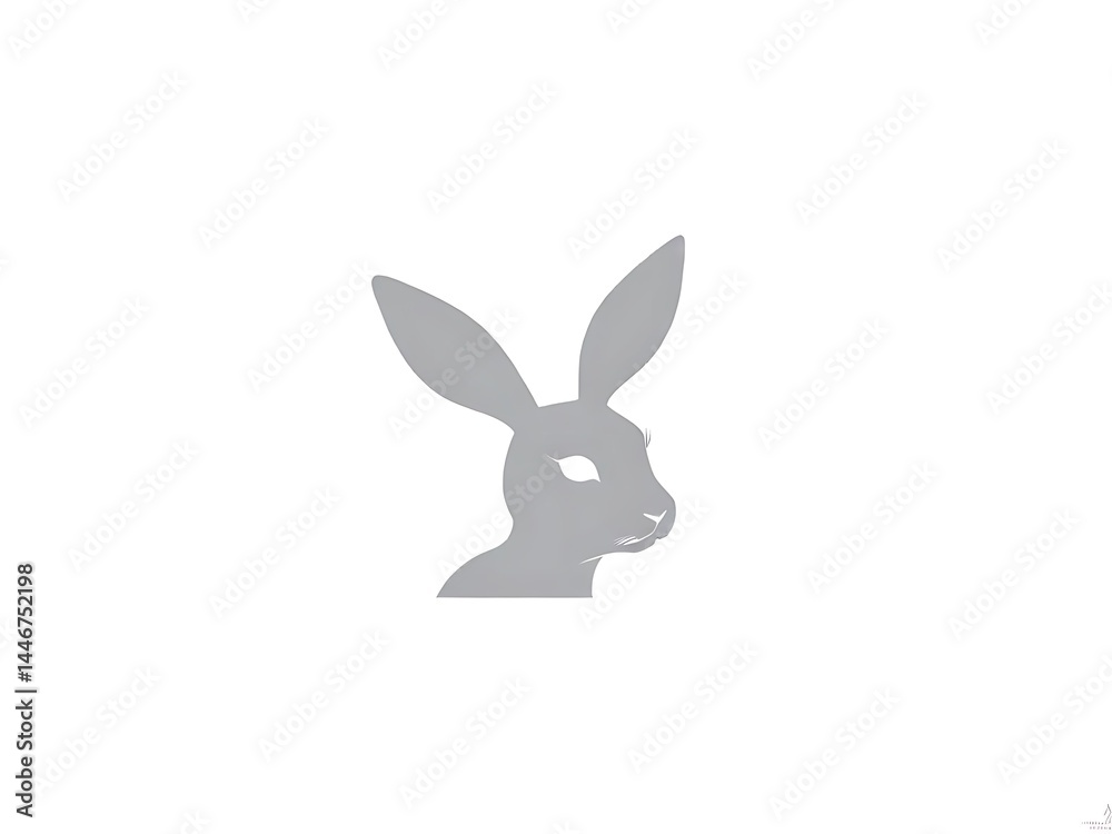 Obraz premium Elegant rabbit head silhouette icon on a clean white background.