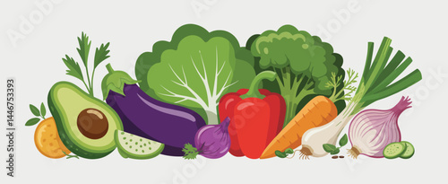 Assortment of Fresh Vegetables and Herbs for Healthy Eating