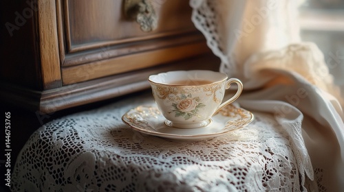 Teacup, Lace, and Sunlight