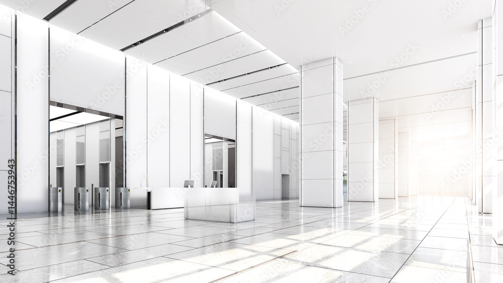 large office hall The white structure shines with light.Office space,3d rendering large office hall The white structure shines with light.Office space,3d rendering