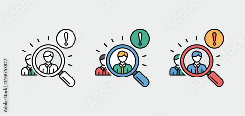 Candidate Selection Process Magnifying Glass Icons