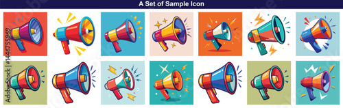 Pop Art Style Megaphone Iconset