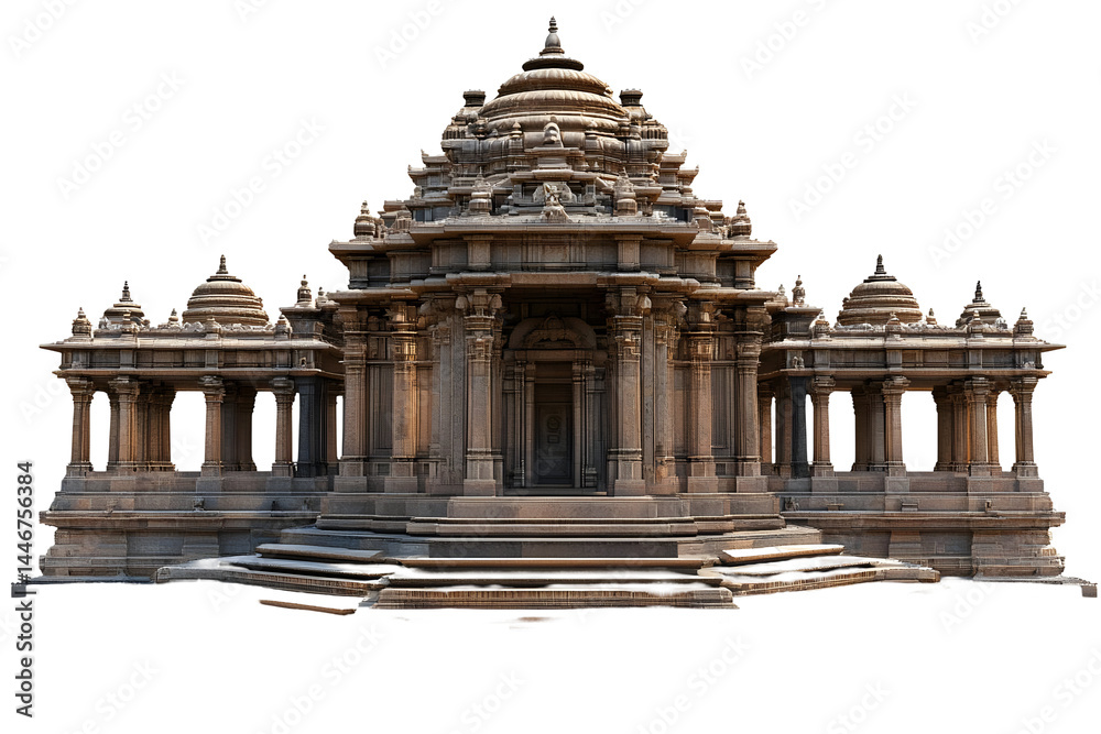 Obraz premium Ancient Indian Temple Facade 3D Model Illustration