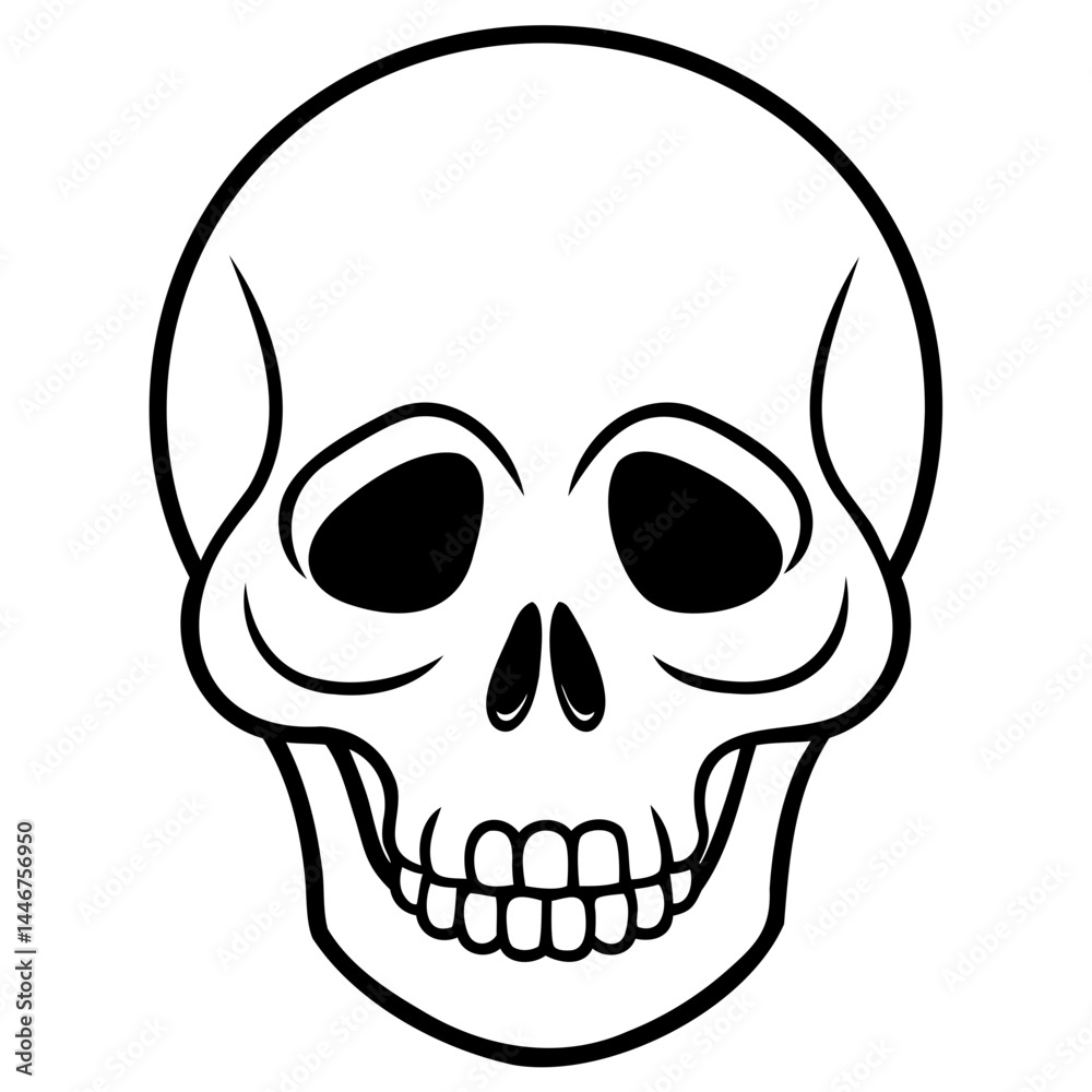 Skull vector line art illustration isolated on a transparent background for digital design and tattoo style graphics Skull vector line art illustration isolated on a transparent background for digital design and tattoo style graphics