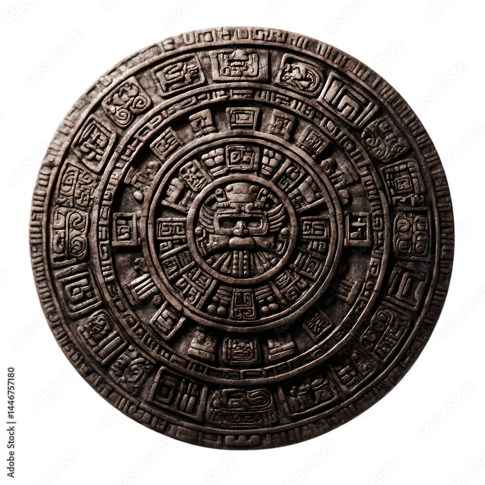 Ancient Mayan Calendar Stone Illustration Isolated Background Ancient Mayan Calendar Stone Illustration Isolated Background