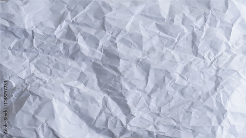 White Paper Texture background. Crumpled piece of white paper vector illustration. Top view. Copy space for text and design element.	