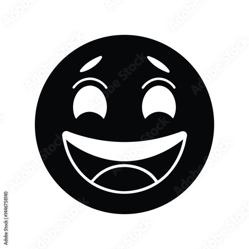Happy Emoji Vector.Happy Emoji Vector Illustration of a Smiling Face with Wide Open Mouth and Eyes
