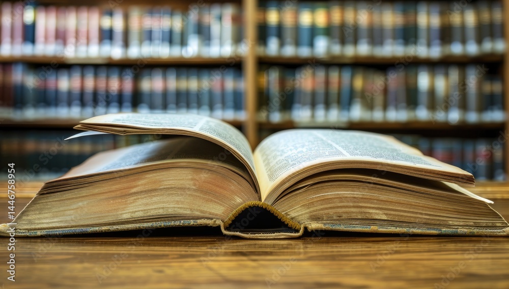book with open pages, close up, books on the shelf in school, open book on wooden table. back to school concept with generative ai book with open pages, close up, books on the shelf in school, open book on wooden table. back to school concept with generative ai